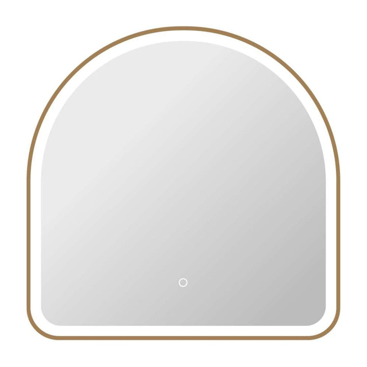 Framed LED Arch Mirror in Satin Gold by Elegant