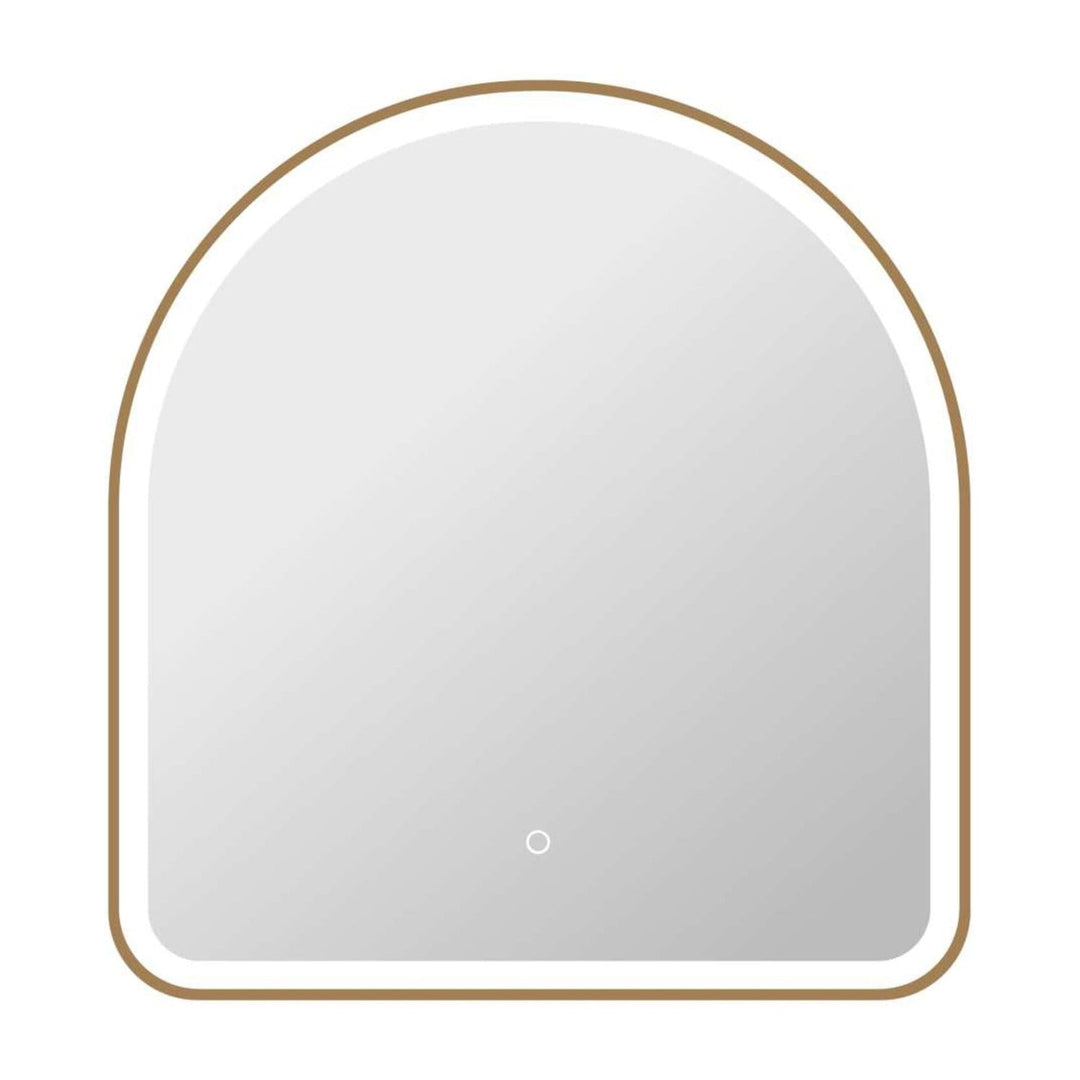 Framed LED Arch Mirror in Satin Gold by Elegant