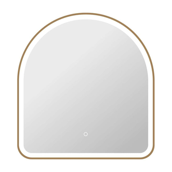 Framed LED Arch Mirror in Satin Gold by Elegant