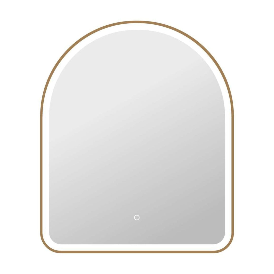 Framed LED Arch Mirror in Satin Gold by Elegant