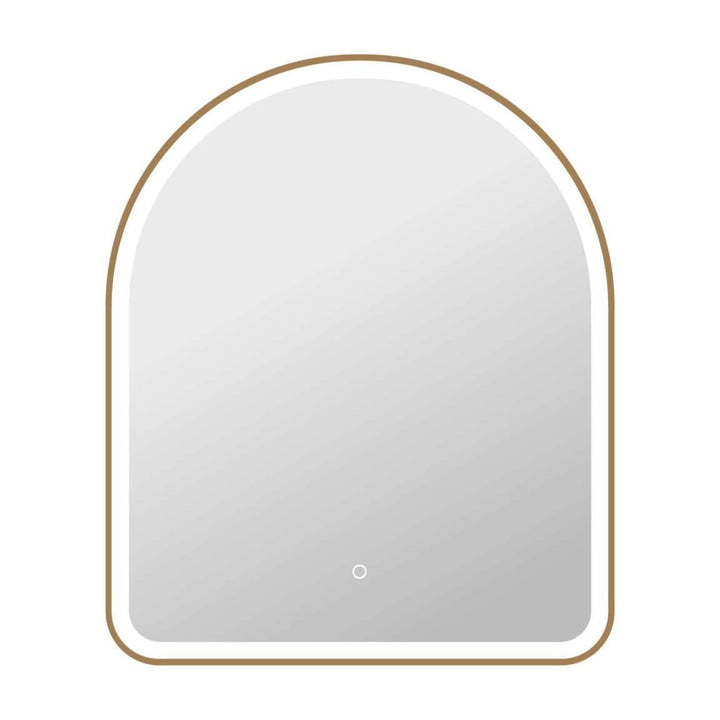 Framed LED Arch Mirror in Satin Gold by Elegant