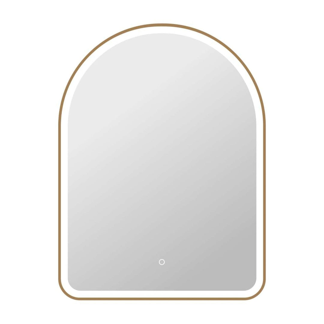Framed LED Arch Mirror in Satin Gold by Elegant