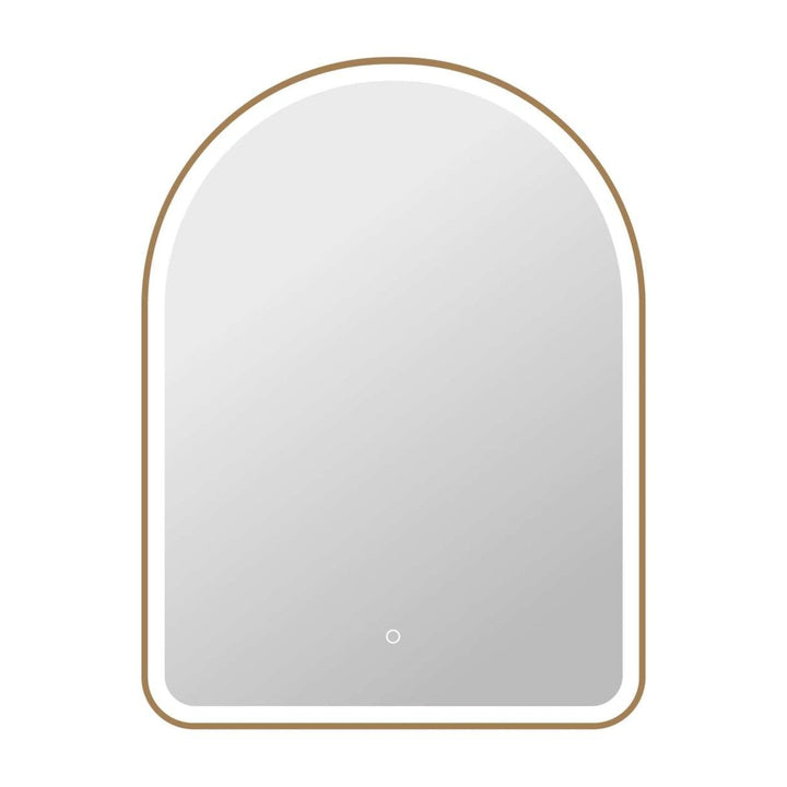 Framed LED Arch Mirror in Satin Gold by Elegant