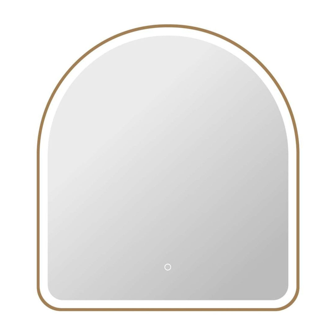 Framed LED Arch Mirror in Satin Gold by Elegant