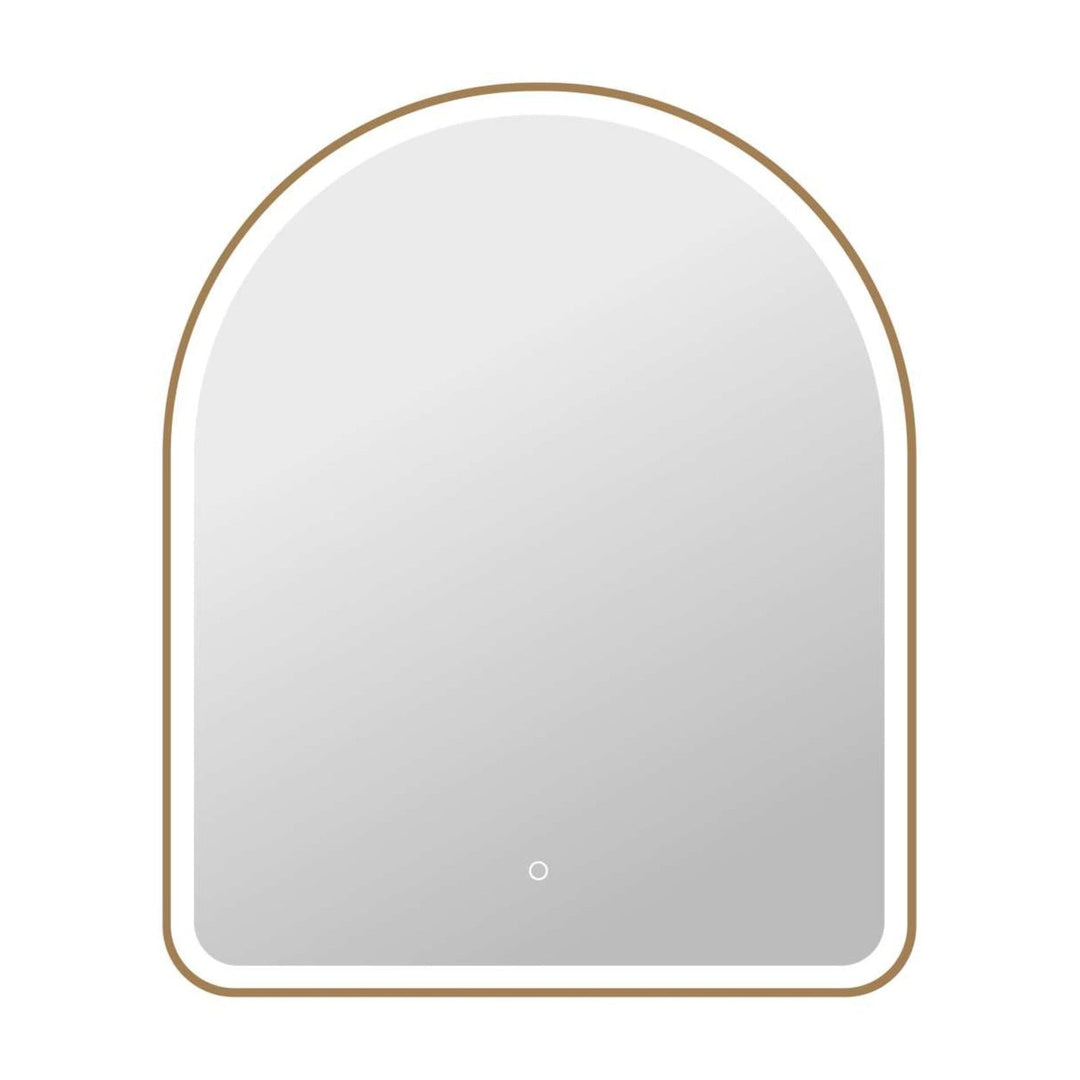 Framed LED Arch Mirror in Satin Gold by Elegant