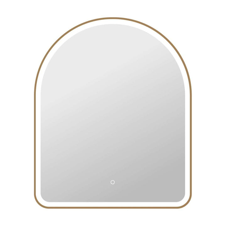Framed LED Arch Mirror in Satin Gold by Elegant