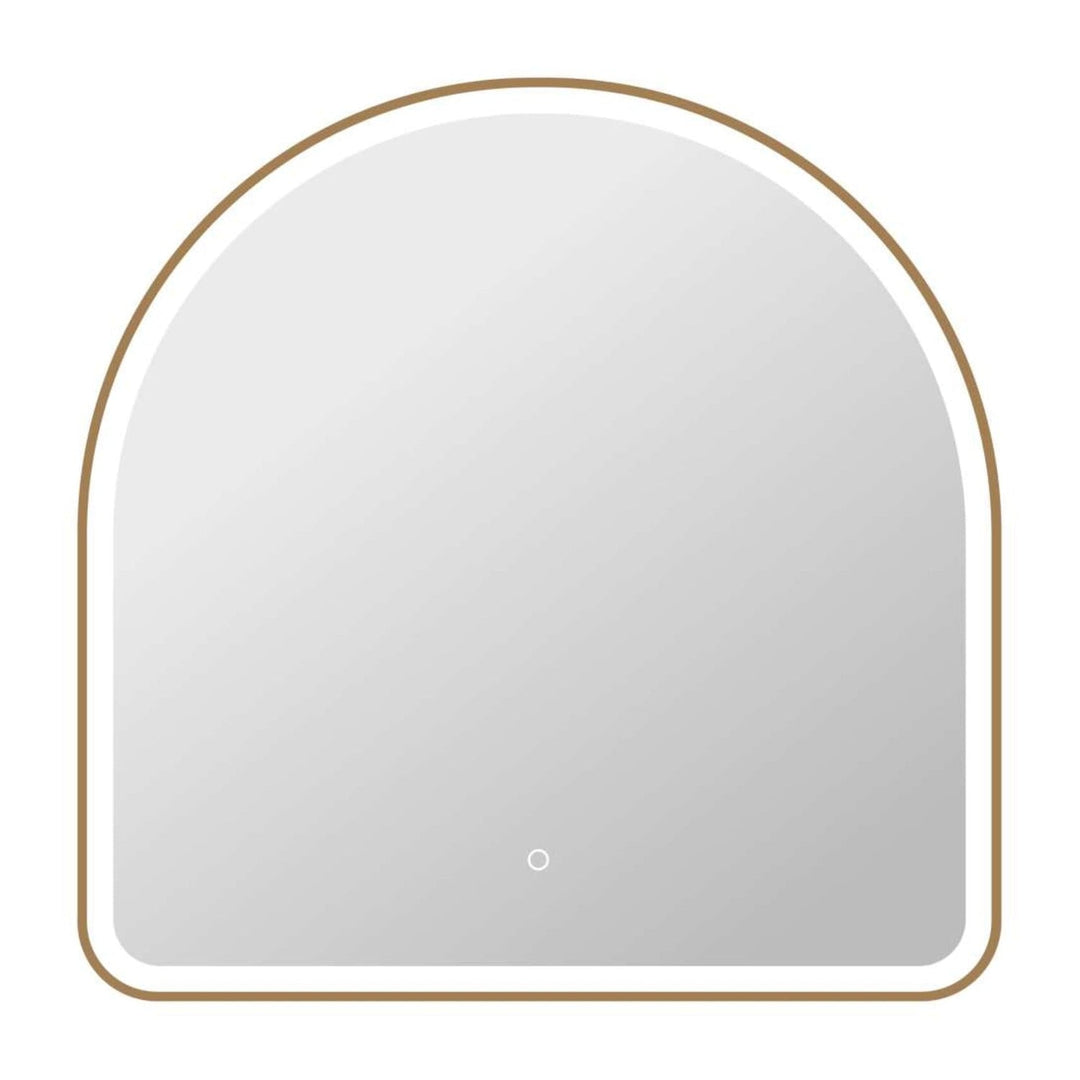 Framed LED Arch Mirror in Satin Gold by Elegant