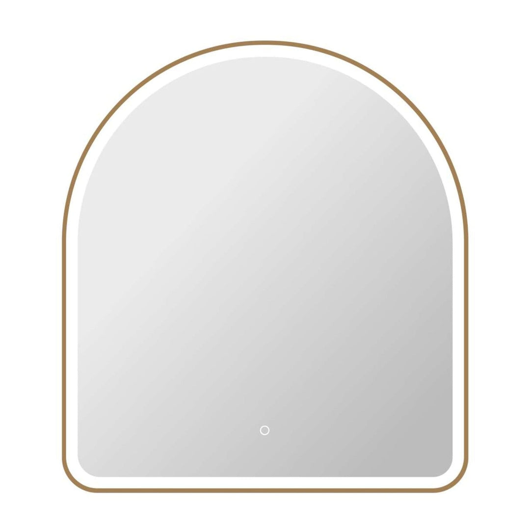 Framed LED Arch Mirror in Satin Gold by Elegant