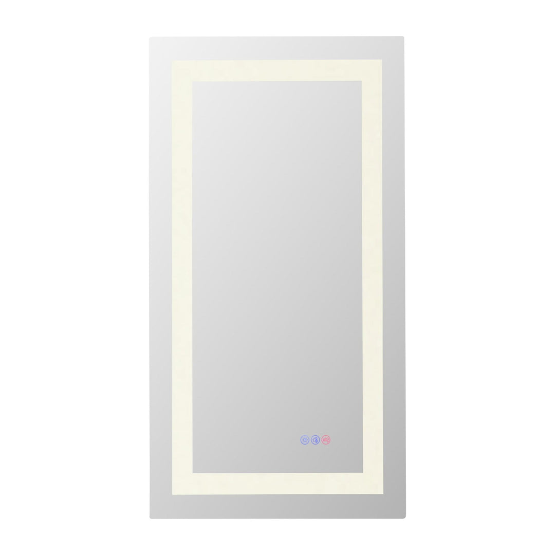 Frameless LED Rectangle Mirror III, 18" W x 36" H, by Elegant