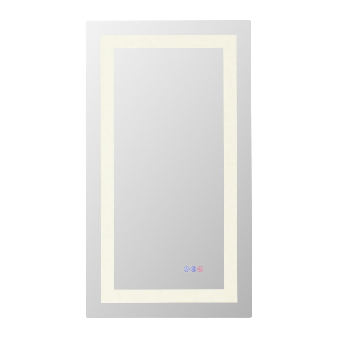 Frameless LED Rectangle Mirror III, 20" W x 36" H, by Elegant