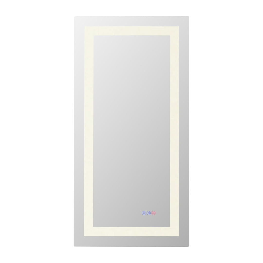 Frameless LED Rectangle Mirror III, 20" W x 40" H, by Elegant