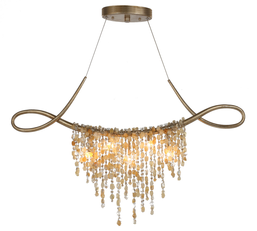 Cradle 5-Light Linear Chandelier in Golden Silver by Studio M