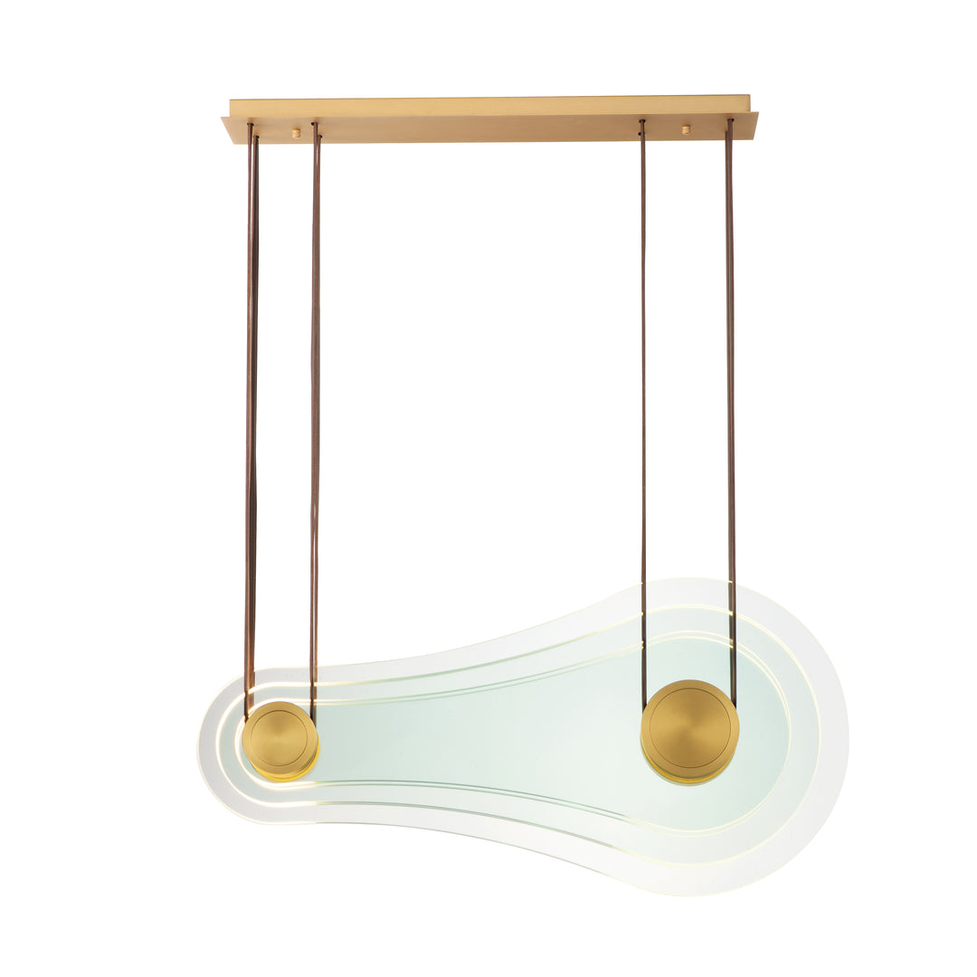 Stratum 2-Light LED Pendant in Natural Aged Brass by Studio M