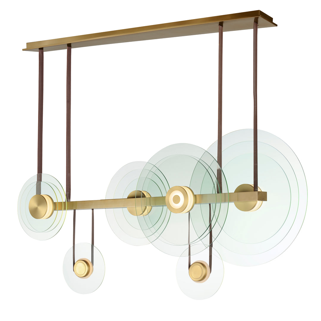 Stratum 6-Light LED Pendant in Natural Aged Brass by Studio M