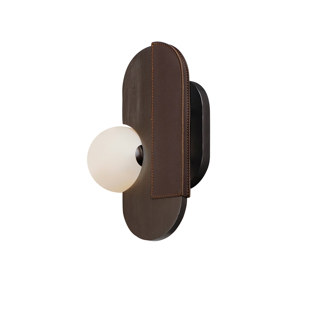 Stitched Side-Light Wall Sconce in Brushed Bronze by Studio M