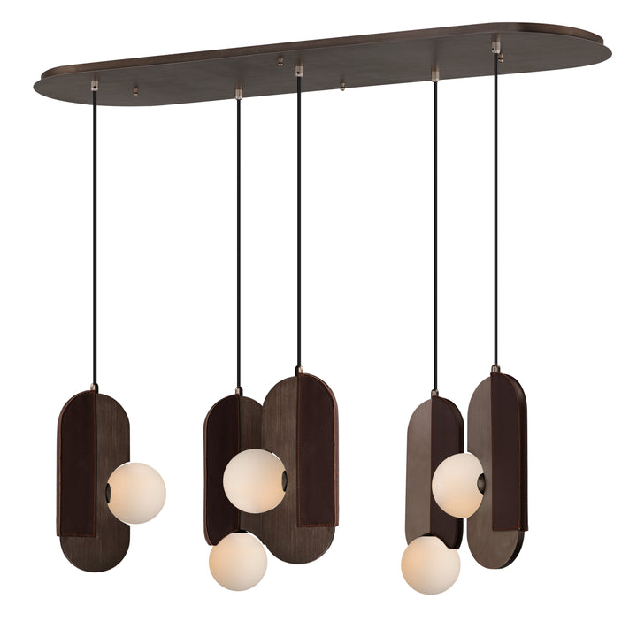 Stitched 5-Light Pendant in Brushed Bronze by Studio M