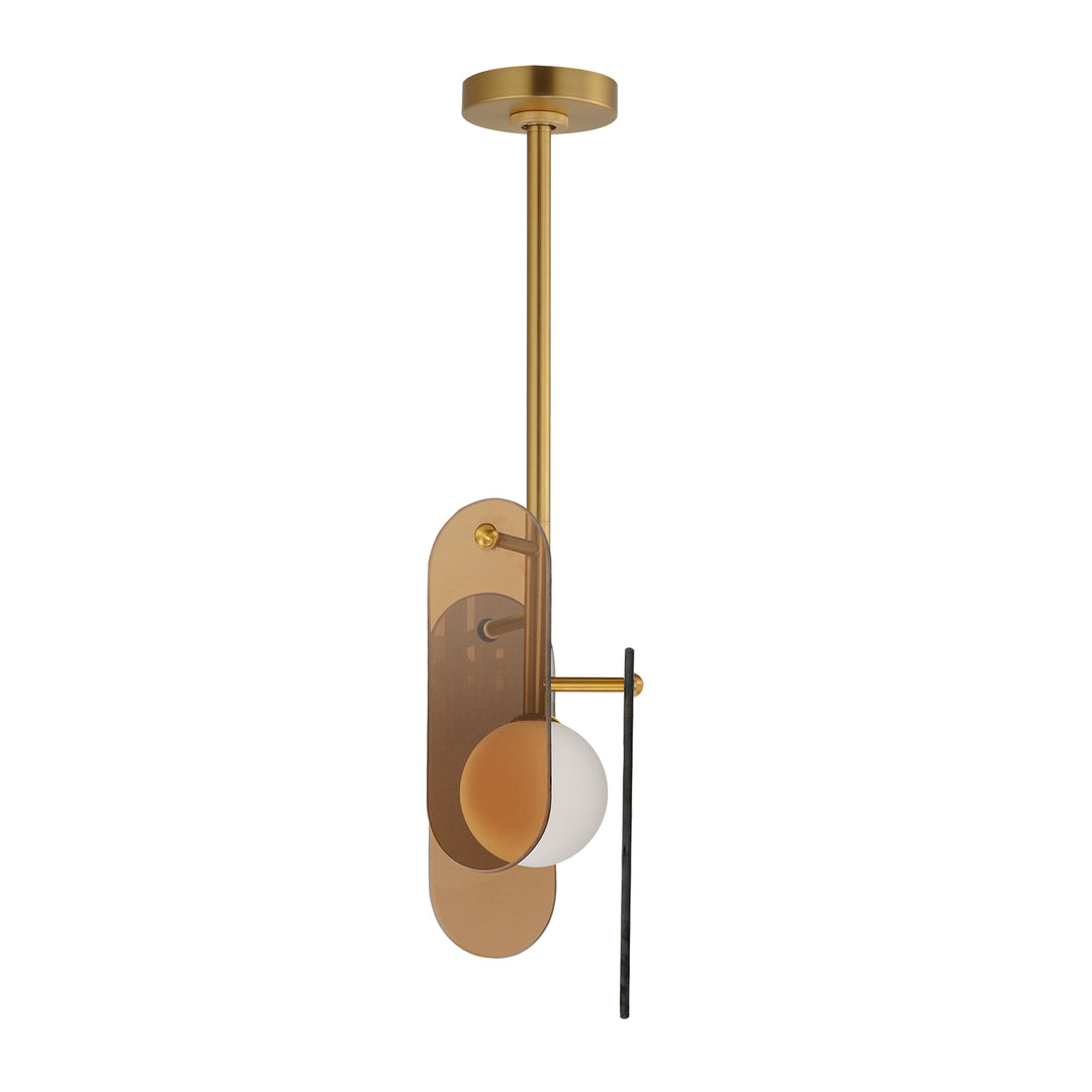 Megalith Stem Hung Pendant in Natural Aged Brass by Studio M
