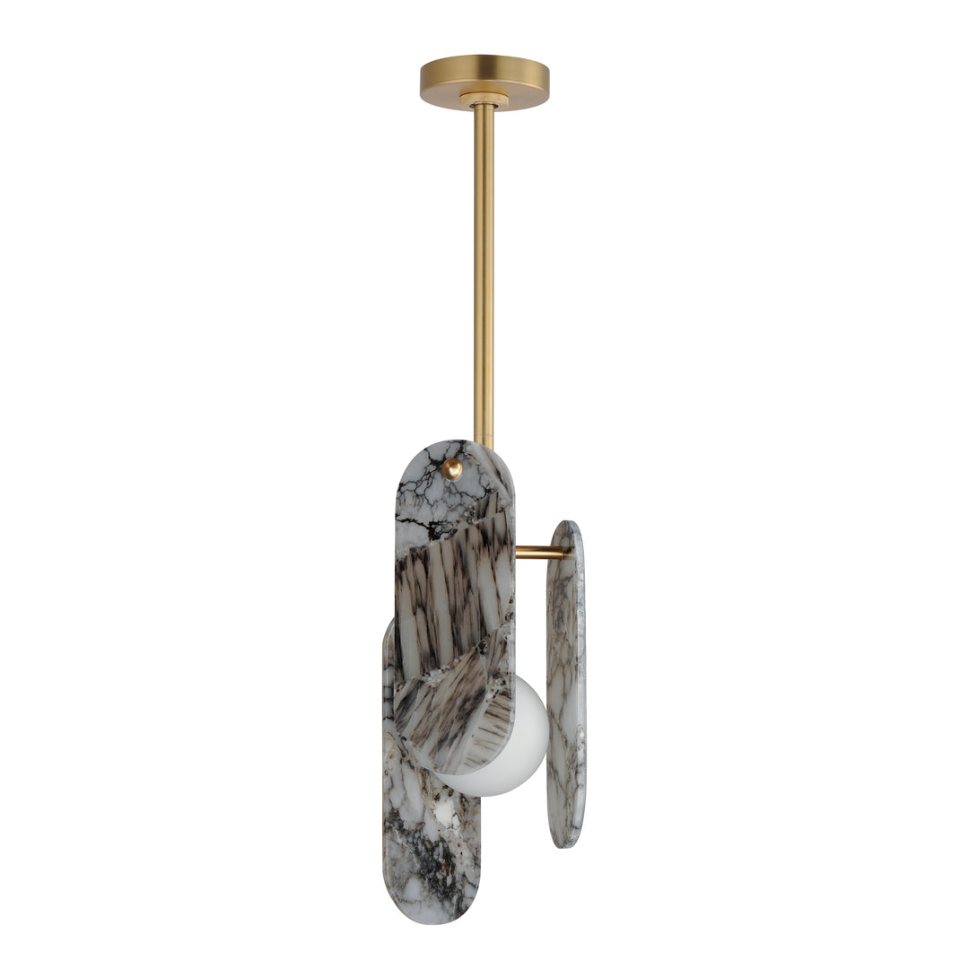 Megalith Stem Hung Pendant in Natural Aged Brass by Studio M