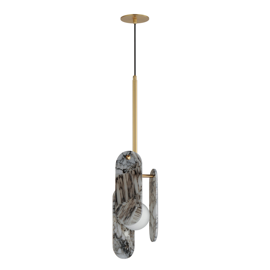 Megalith Cord Hung Pendant in Natural Aged Brass by Studio M