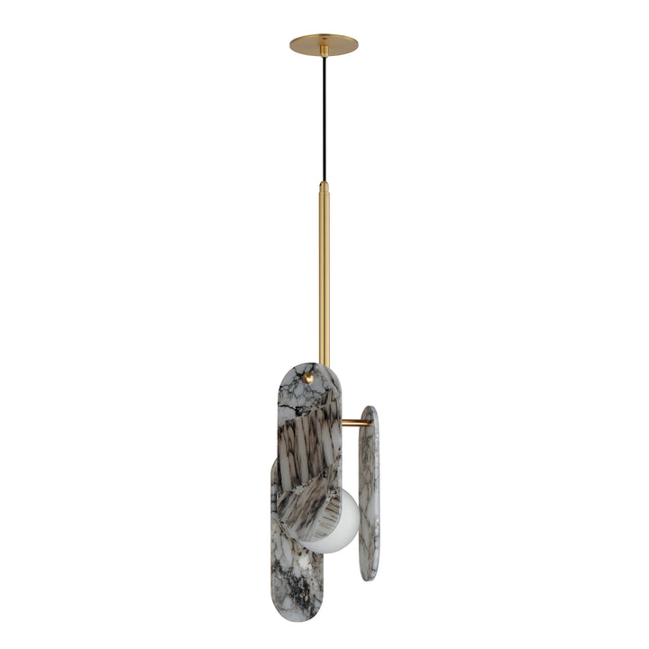 Megalith Cord Hung Pendant in Natural Aged Brass by Studio M