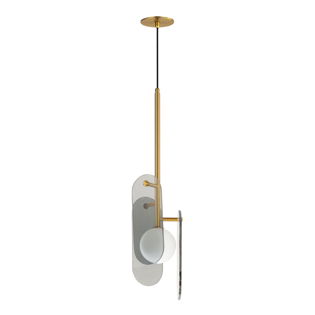 Megalith Cord Hung Pendant in Natural Aged Brass by Studio M