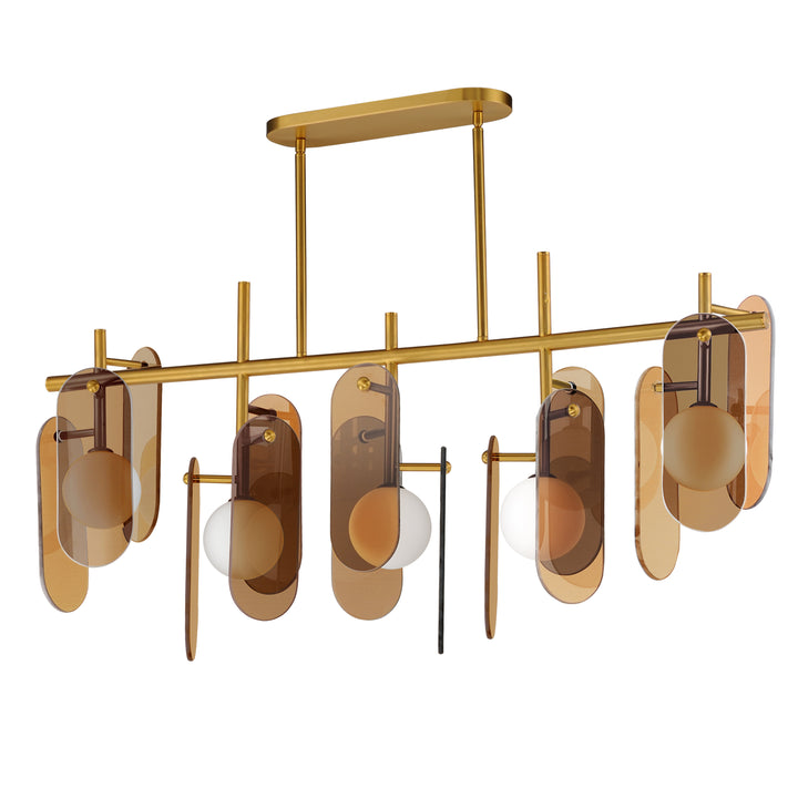Megalith 5-Light Linear Pendant- in Natural Aged Brass by Studio M