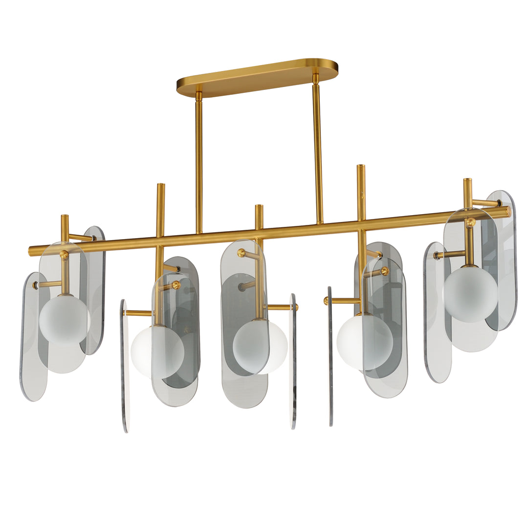 Megalith 5-Light Linear Pendant- in Natural Aged Brass by Studio M