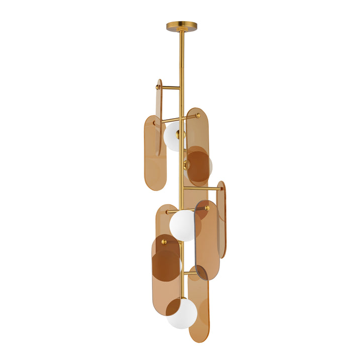 Megalith 5-Light Vertical Pendant in Natural Aged Brass by Studio M