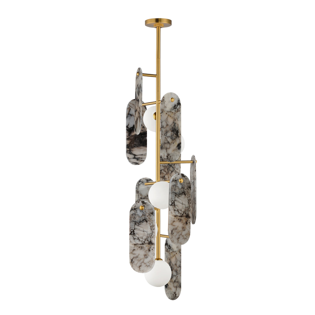 Megalith 5-Light Vertical Pendant in Natural Aged Brass by Studio M