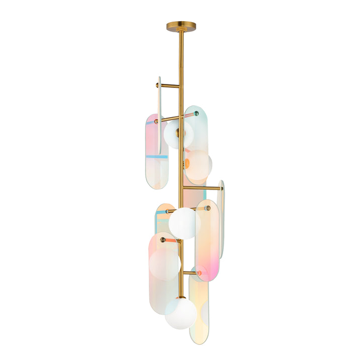 Megalith 5-Light Vertical Pendant in Natural Aged Brass by Studio M