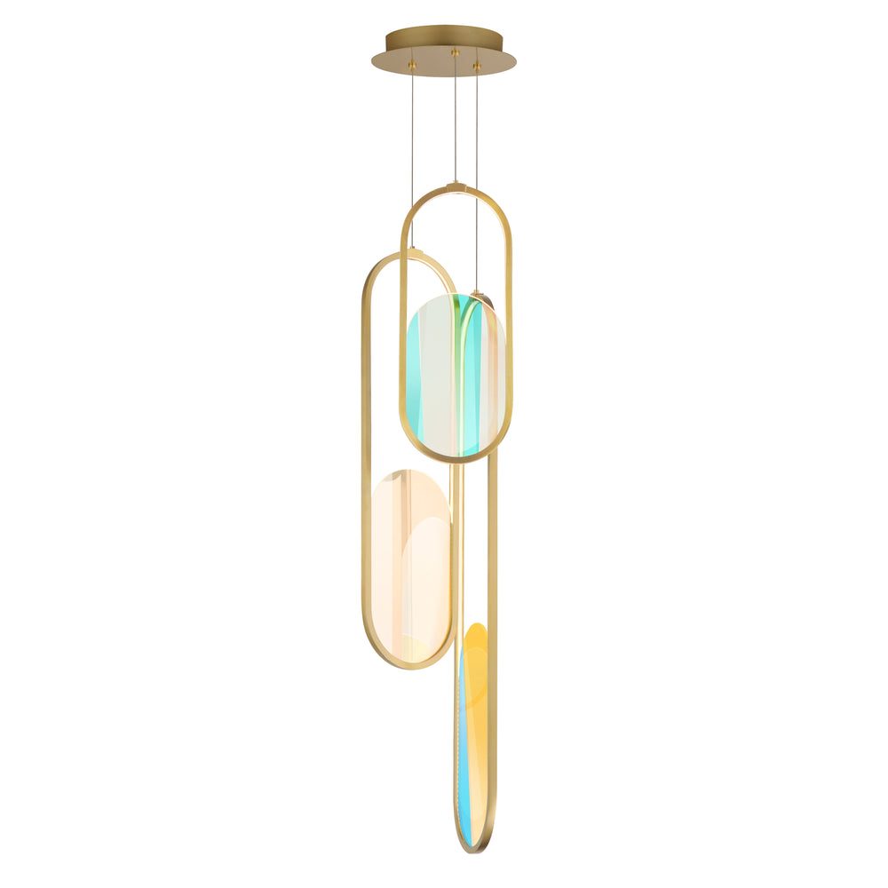 Trance 3-Light LED Pendant in Natural Aged Brass by Studio M