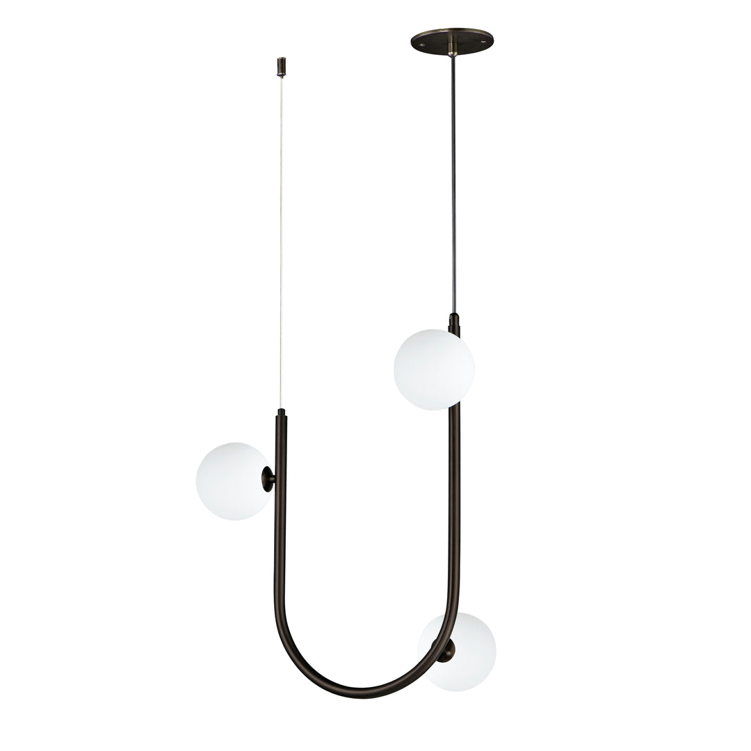 Contour 3-Light Cord Hung Pendant in Brushed Bronze by Studio M