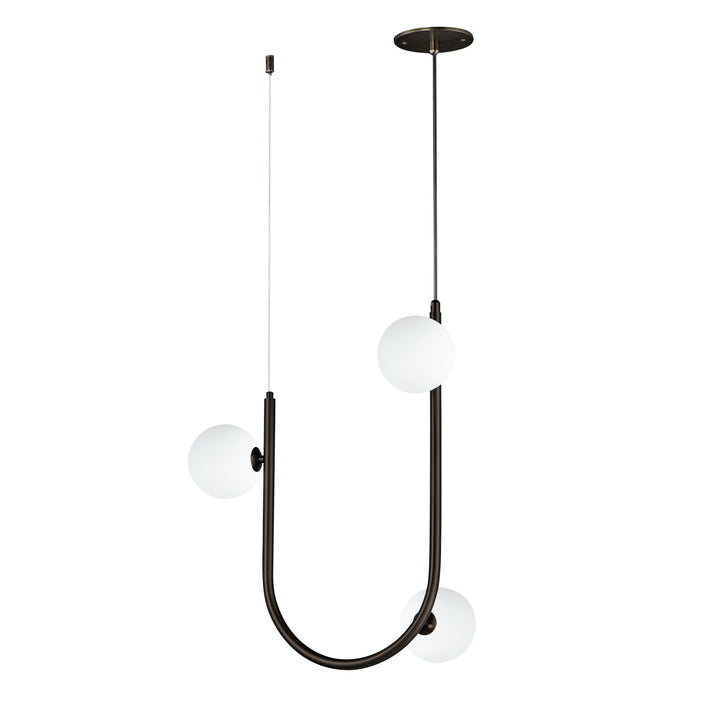 Contour 3-Light Cord Hung Pendant in Brushed Bronze by Studio M