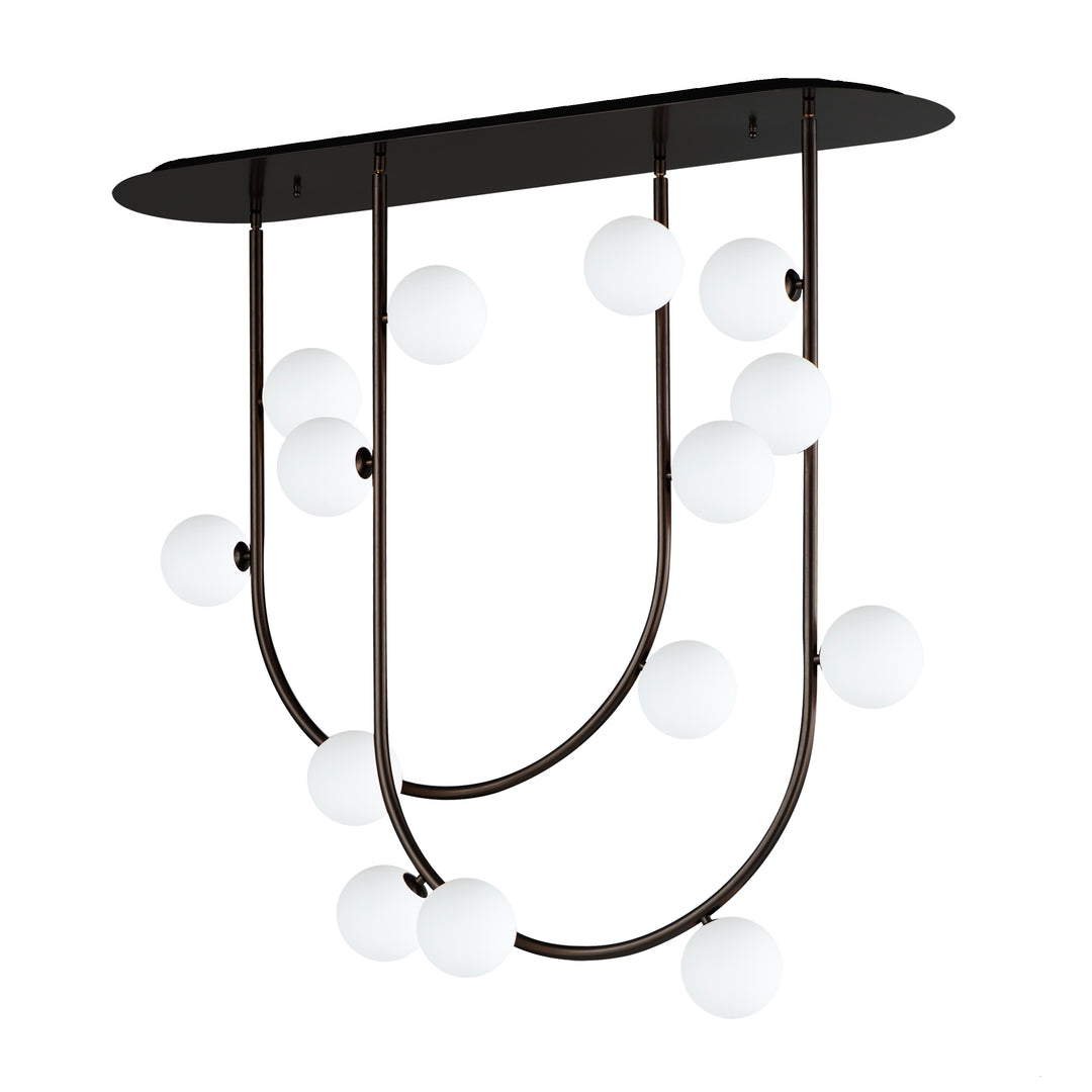 Contour 14-Light Fixed Stem Ceiling Light in Brushed Bronze by Studio M