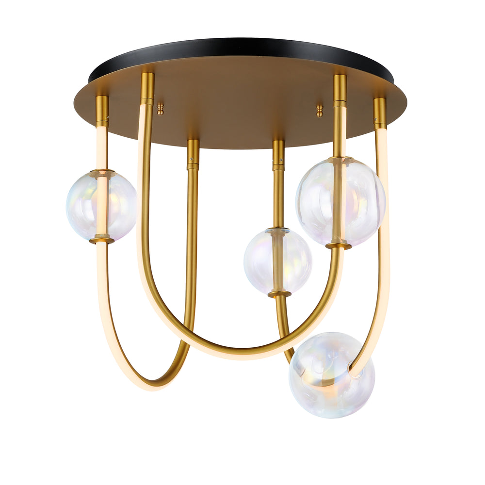 Dreamer 3-Light LED Flush Mount in Natural Aged Brass by Studio M