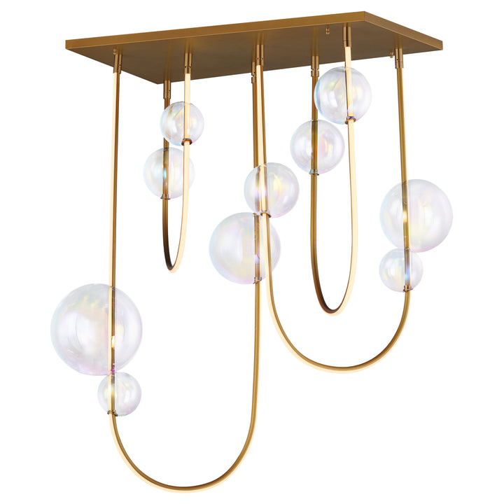 Dreamer Rectalinear LED Pendant in Natural Aged Brass by Studio M