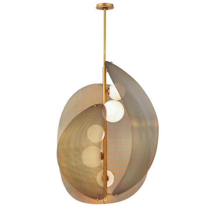 Chips 5-Light Vertical Pendant in Natural Aged Brass by Studio M