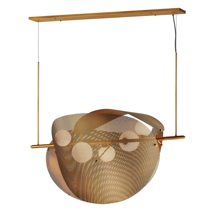 Chips 5-Light Linear Pendant in Natural Aged Brass by Studio M