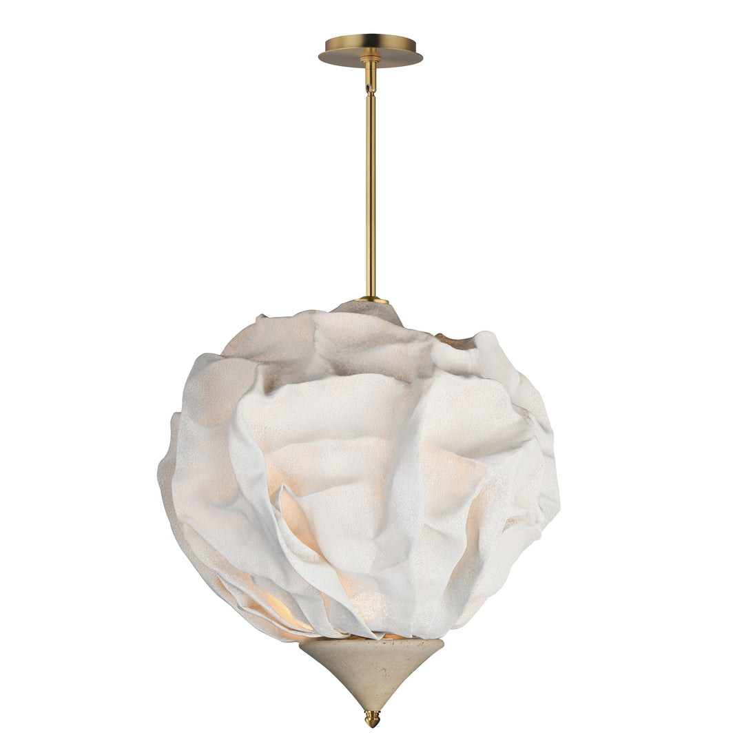 Shroud 28" LED Pendant in Natural Aged Brass by Studio M