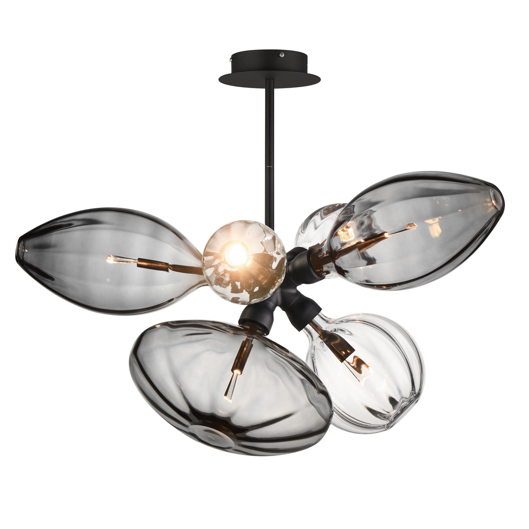 Ray Dance Cluster Single Cluster 6-Light LED Pendant in Black by Studio M