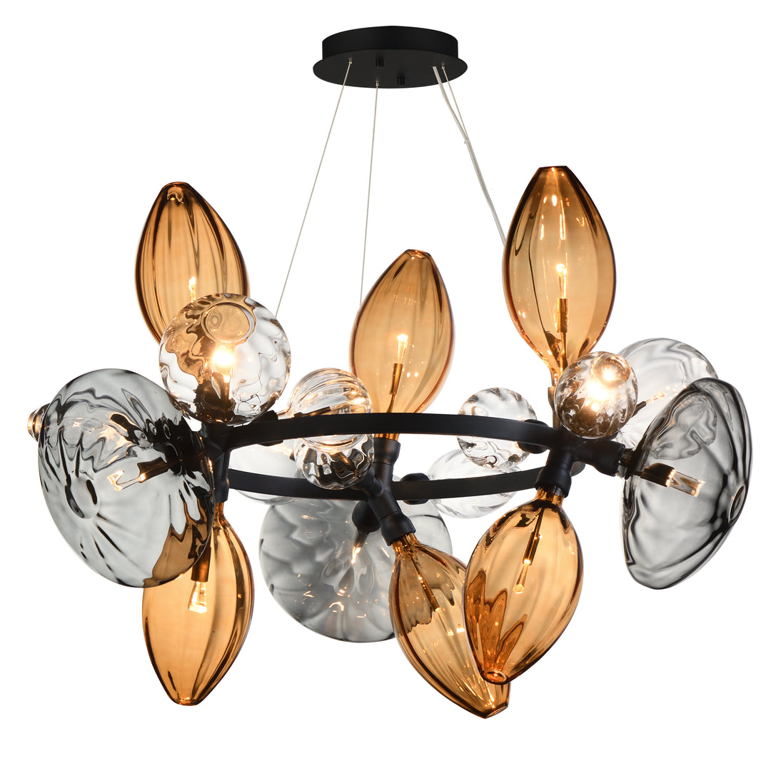 Ray Dance Cluster 18-Light 3 Cluster LED Pendant in Black by Studio M
