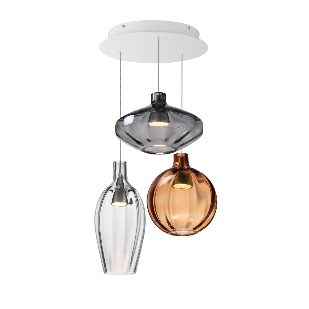 Ray Dance 3-Light LED Multi-Pendant in Brushed Aluminum by Studio M