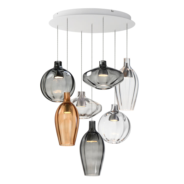 Ray Dance 7-Light LED Multi-Pendant in Brushed Aluminum by Studio M