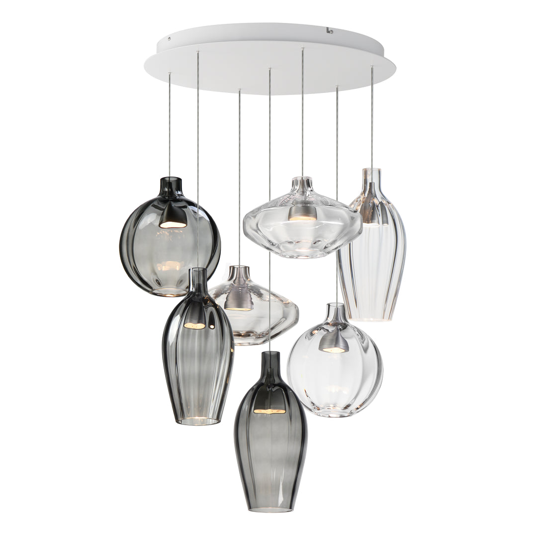 Ray Dance 7-Light LED Multi-Pendant in Brushed Aluminum by Studio M