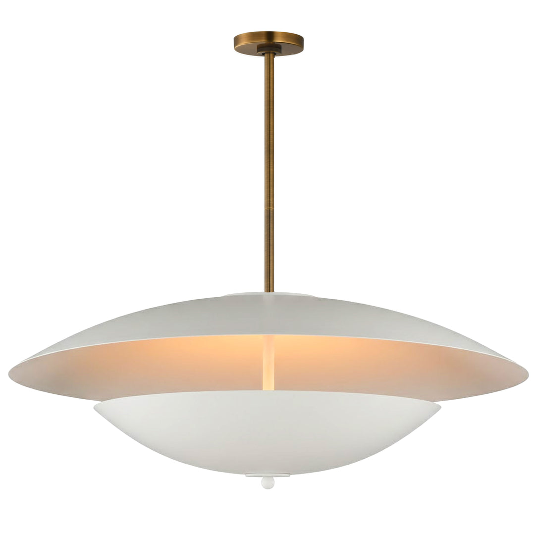 Vesta 2-Tier LED Pendant in Matte White & French Gold by Studio M