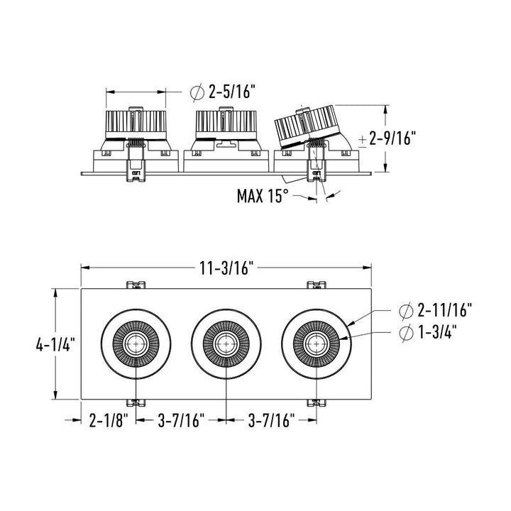 Revolve - LED 3.5" Trio Regressed Gimbal Downlight