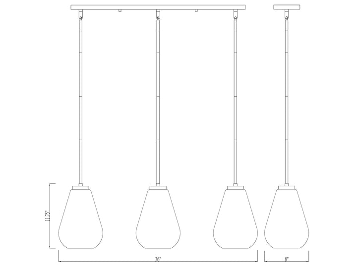 Ayra - 3 Light Linear Chandelier