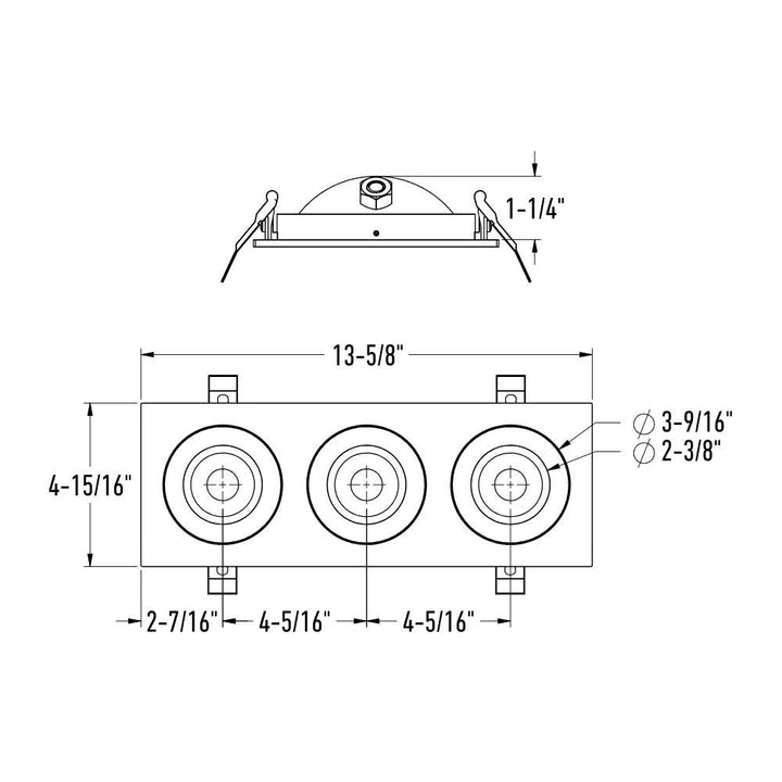 Pivot - LED 4" Triple Flat Gimbal Recessed