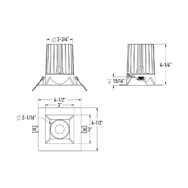 RGR - LED High-Powered Square Regressed Downlight