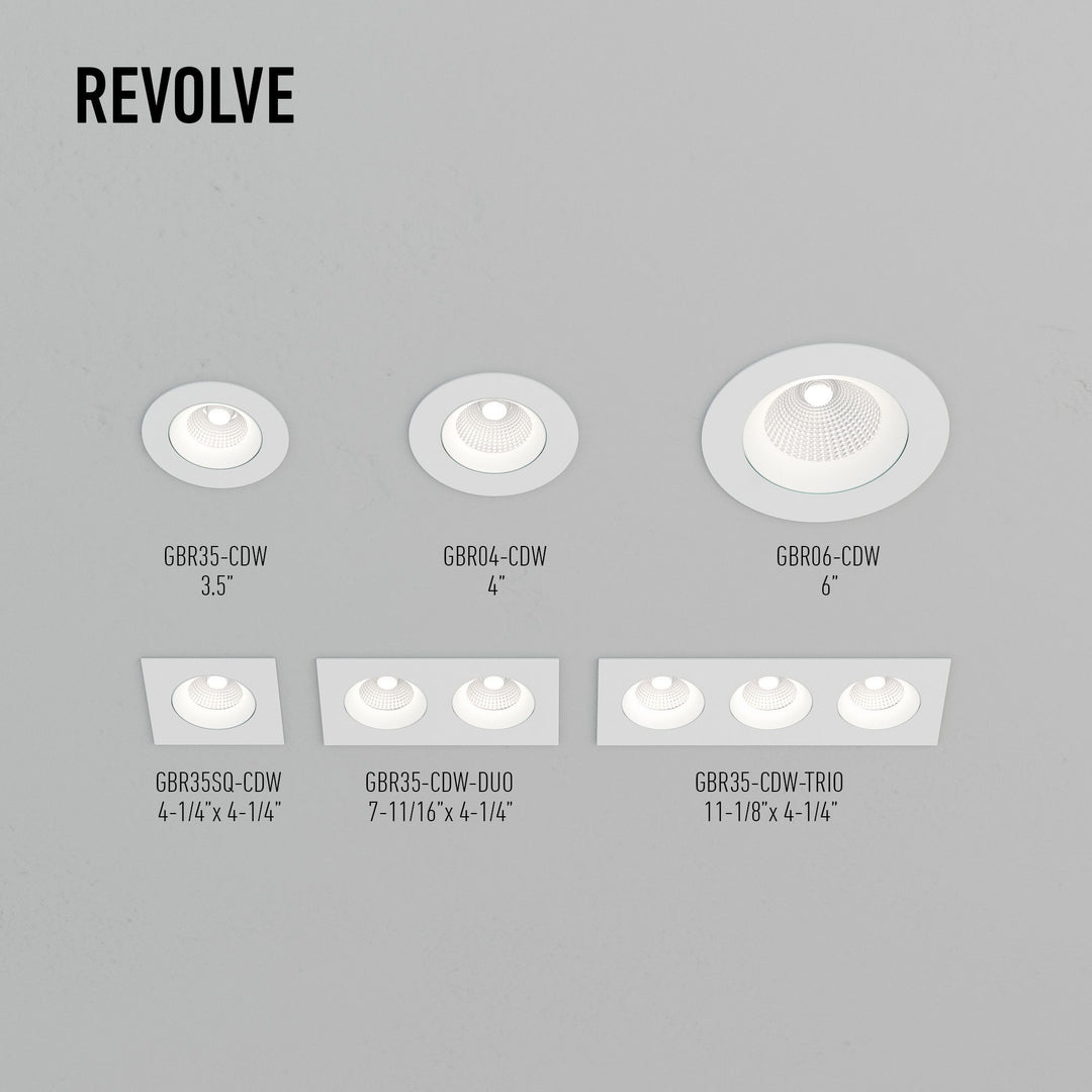 Revolve - LED 3.5" Round Regressed Gimbal Downlight (5CCT + Dim-to-Warm)